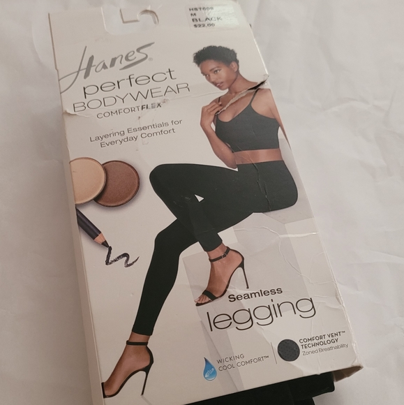 Hanes Seamless Leggings Perfect bodywear ComfortFlex Medium Black - Picture 2 of 5